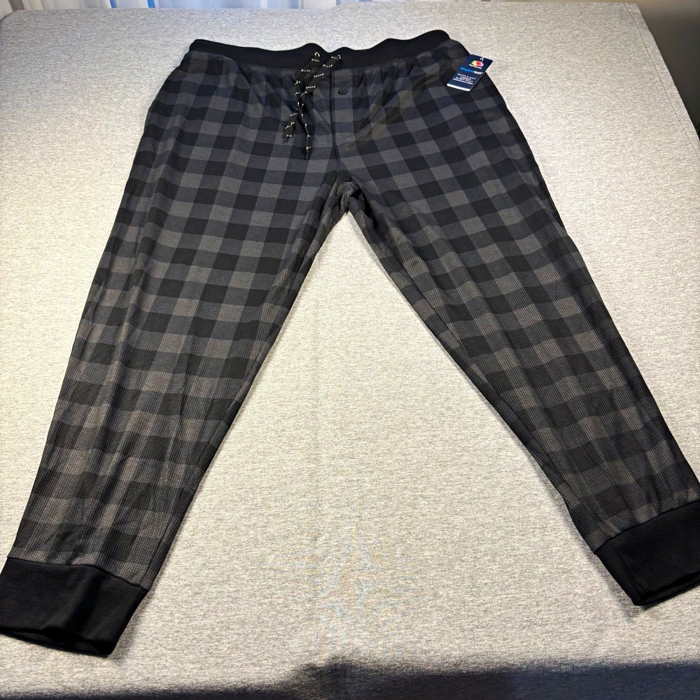 Fruit of the Loom Beyondsoft Men's Waffle Knit Jogger Sleep Pants Plaid XL